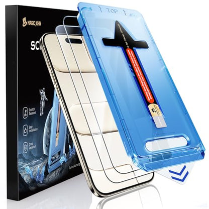 MAGIC JOHN 2 Pack for iPhone Air 6.5 inch Tempered Glass Screen Protector, Auto Dust-Elimination, Bubble Free, HD Clear, Easy Installation - size: iPhone Air 6.5inch