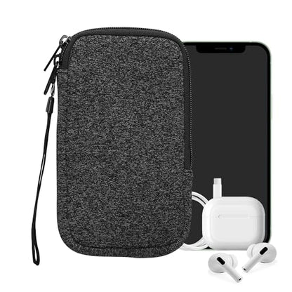 kwmobile Universal Phone Pouch Size L - 6.5" - Neoprene Smartphone Pouch with Zip - Water-Repellent Mobile Phone Case - Sleeve in Anthracite/White - color: anthracite / white, size: L - 6.5"