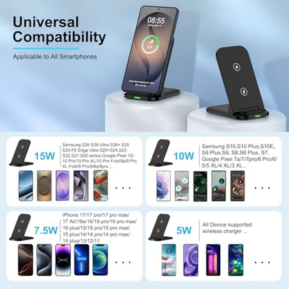 Wireless Charger for Samsung S26 Ultra Wireless Fast Charging Stand Station - color: Black