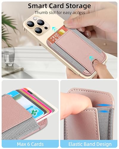 HiWe for MagSafe Wallet, 7 Cards Holder for Phone Case, RFID Blocking - color: Gold Wallet - Grey Band