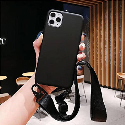 Compatible with iPhone 6 Plus/7 Plus/8 Plus,Crossbody Phone Case with Lanyard Cute Soft Silicone Case with Adjustable Shoulder Strap Shockproof Protector Compatible with Women Girls Black - color: Black, size: iPhone 7 Plus/8 Plus