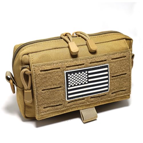 Tactical Molle Admin Pouch Compact Utility EDC Tool Bag Phone Pouches Fanny Waist Pack Bag Belt Pouch Small First Aid Kit - color: Khaki New