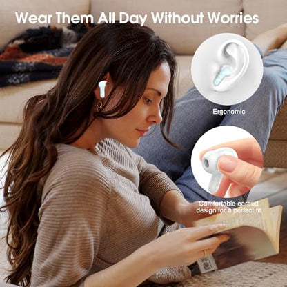 Wireless Earbuds, Bluetooth 5.4 Headphones HiFi Stereo, Bluetooth Earbuds - color: Azure