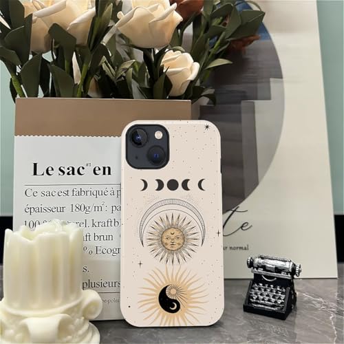 Compatible with iPhone 15 Case,Glossy 2-in-1 Sleek All-Inclusive Dual-Layer Material Soft TPU + PC Back for Sun Moon Phases Yin Yang Space - color: Sun Moon Phases Yin Yang Space-Glossy, size: iPhone 15