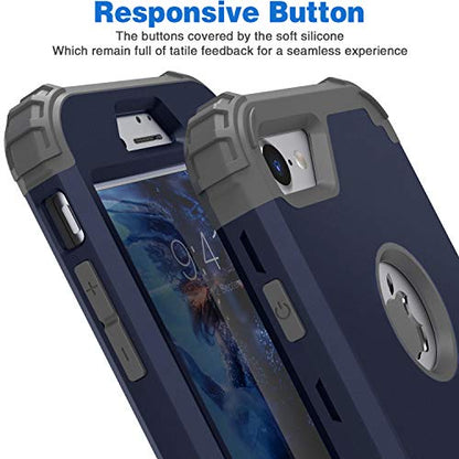 IDweel for iPhone 8 Case with Tempered Glass Screen Protector, for iPhone 7 Case, 3 in 1 Shockproof Slim Hybrid Heavy Duty Hard PC Cover Soft Silicone Bumper Full Body Case, Blue - color: Blue