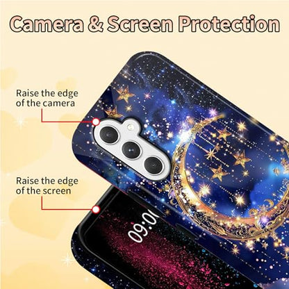 Moon Dreamcatcher Phone Case for Samsung Galaxy S25, Dual Layer Shockproof Rugged Cover with Soft TPU + Hard PC, Anti-Scratch Slim Fit Wireless Charging Compatible - color: Moon Dreamcatcher, size: 6.2" Galaxy S25