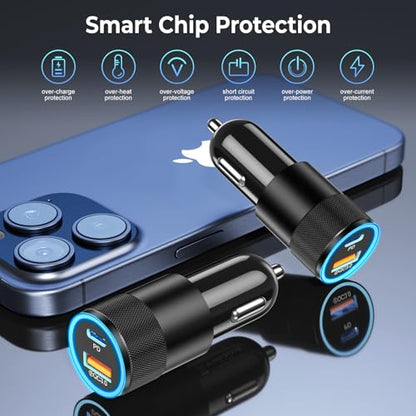 Car Charger USB C 3-Pack, Ancekoy 38W Dual Port Car Charger Adapter - color: Black, size: 3-Pack