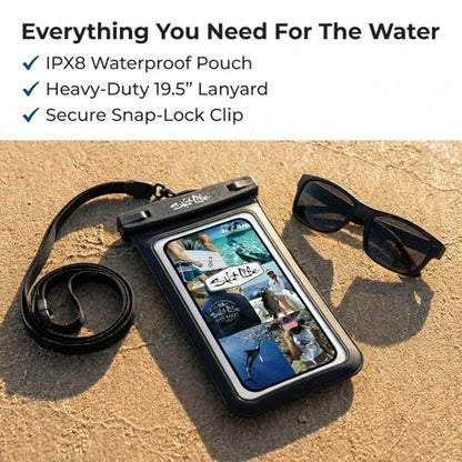 SALT LIFE Waterproof Phone Bag Sleeve – IPX8 100% Waterproof Protection, Universal Phone Pouch with Touchscreen Clear Window, Secure Seal Closure & Lanyard for Beach, Pool, Kayak & Travel (Dark Green) - color: Dark Green