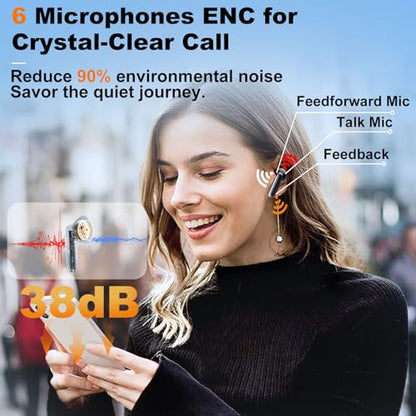 Wireless Earbuds Bluetooth 5.4, in Ear buds 6 Mic ENC Noise Cancelling for Clearer Call, Earphones Deep Bass Stereo, LED Power Display 35H Playtime IP7 Waterproof Mini Sport Headphones for Android iOS