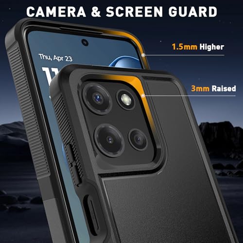 Vinve for Moto G Power 2025 Case with HD Screen Protector, Military-Grade Shockproof & Dual-Layer Protection, Anti-Slip Grip Design Phone Case, Black - color: Black