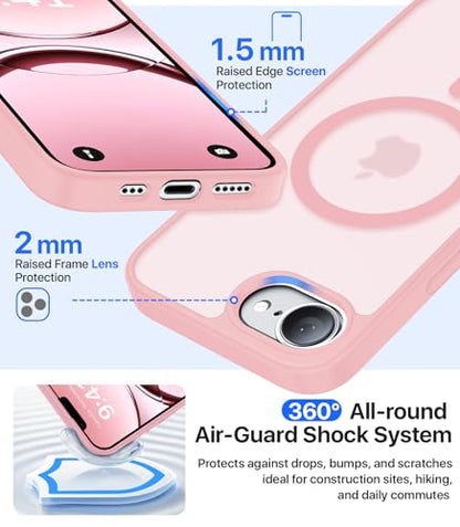 Eastinbox Magnetic iPhone 17e & 16e Case, Matte Protective Case, Pink | Shockproof, Compatible with MagSafe, Military-Grade Protection, Anti-Yellowing, Phone Case for iPhone 17 e/16 e 6.1" - color: Pink