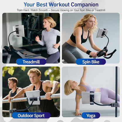 ROCKFREE Clamp Tablet Holder for Treadmill,Heavy-Duty,11.8" Gooseneck Arm