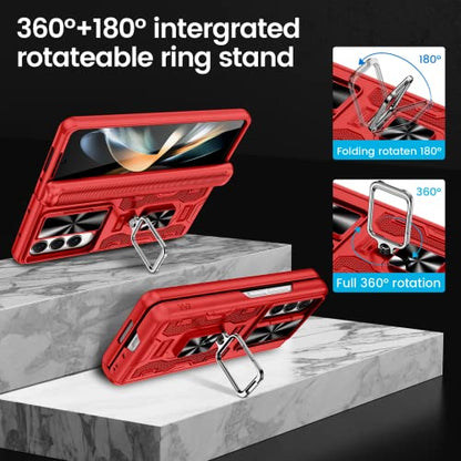 VEGO for Samsung Z Fold 4 Case with Belt Clip Holster and Kickstand - color: A-Red, size: Galaxy Z Fold 4