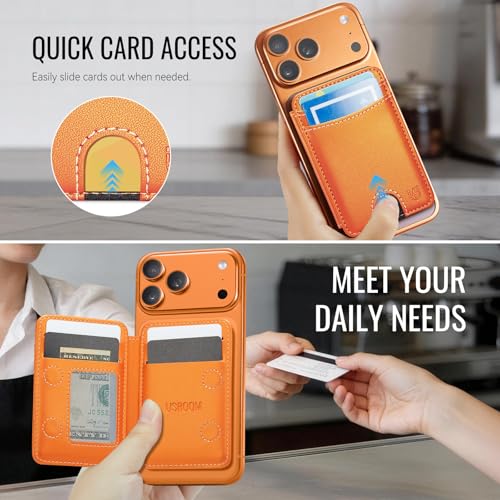 for Magsafe Wallet Magnetic RFID Blocking Card Holders, Orange - color: Orange