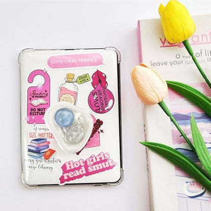 Light Blue Lrregular Gemstones Expandable Collapsible Grip, for with Kindle E-Readers, iPhones and Smartphones,Rotating Folding Elastic Base, A Gift for Book Lover