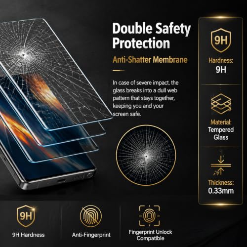 3 Pack Screen Protector for Samsung Galaxy S23 Ultra Tempered Glass, 9H Hardness HD Clear Anti Scratch Full Edge Coverage Fingerprint Unlock Compatible Ultra Thin Protective Shield Film Guard
