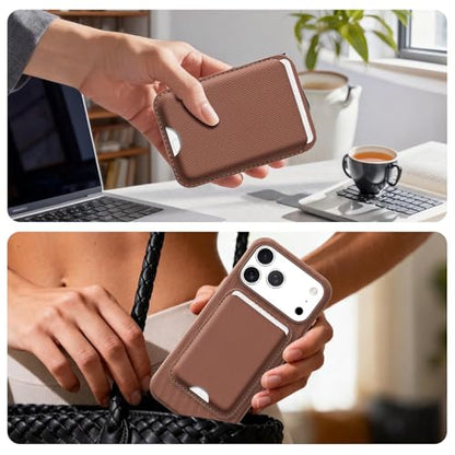 for MagSafe Wallet with Stand, Magnetic Phone Case Set, RFID Blocking, Slim Detachable Stand Card Holder, Tech Fabric for iPhone 17 Pro Max (Umber (Case+ Card Holder), iPhone 17 Pro Max) - color: Umber (Case+ Card Holder)
