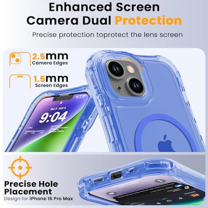 WRJ Magnetic Clear for iPhone 13 Case,iPhone 14 Case,[Compatible with MagSafe][Military Grade Drop Protection] Transparent Full Body Shockproof Protective Phone Case-Ultramarine - color: Ultramarine, style: Transparent