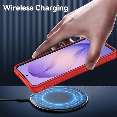 for Samsung Galaxy S26 Ultra Case with HD Screen Protector, 3-Layer Shockproof Military Grade Full Body Protection, Heavy Duty Hybrid Protective Phone Cover (Bright Red/Black) - color: Bright Red/Black