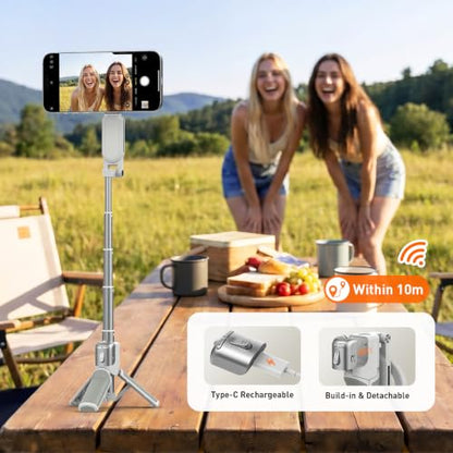 AMAZEAR Phone Camera Grip with Selfie Stick Tripod, Cellphone Accessories for iPhone 16 17 18 Pro Max with Multi-Functional Bluetooth Controller, Comfort Ergonomic Handle Holder, White - color: White