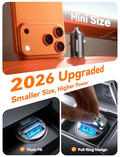 JOYROOM 2-Pack 125W USB C Car Charger, Flush Fit Cigarette Lighter Charger