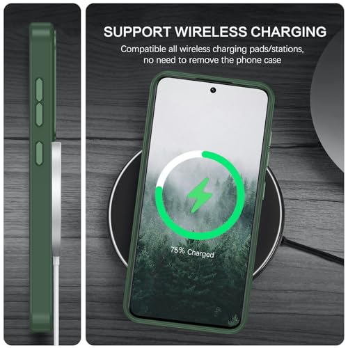 BENTOBEN Magnetic for Samsung Galaxy S24 Plus Case [Compatible with Magsafe] Translucent Matte Slim Thin Shockproof Anti-Yellow Women Men Protective Phone Cover for Samsung S24 Plus 6.7", Dark Green - color: Forest Green