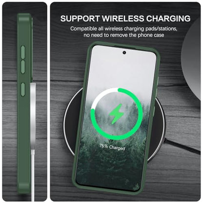 BENTOBEN Magnetic for Samsung Galaxy S24 Plus Case [Compatible with Magsafe] Translucent Matte Slim Thin Shockproof Anti-Yellow Women Men Protective Phone Cover for Samsung S24 Plus 6.7", Dark Green - color: Forest Green