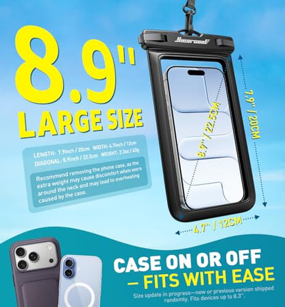 Hiearcool Waterproof Phone Pouch, Waterproof Phone Case, Black&Yellow 2Pack | Durable multilayer IPX8 protection; touchscreen access and fit up to 8.9 inches; cruise essentials 2026 for beach and pool - color: Black & Yellow