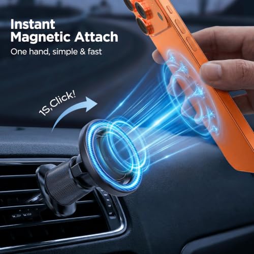 Miracase Car Phone Holder for Magsafe [Strong Magnets] Magnetic Phone Holders for Your Car, 360°Adjustable Air Vent Hands Free Cell Phone Mount Cradle Fit iPhone 17-12 & All Smartphones, Carbon Fiber - color: Carbon Fiber Black