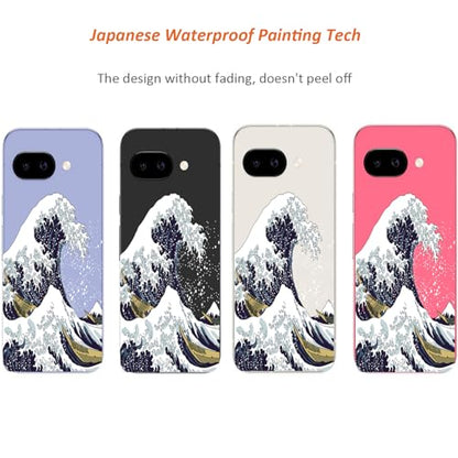 for Google Pixel 9a Case 2025: (Great Wave) | Clear Cute Flowers Floral Design, for Girls Women, Slim Soft TPU Bumper, Shockproof Silicone Cell Phone Cover - color: Great Wave