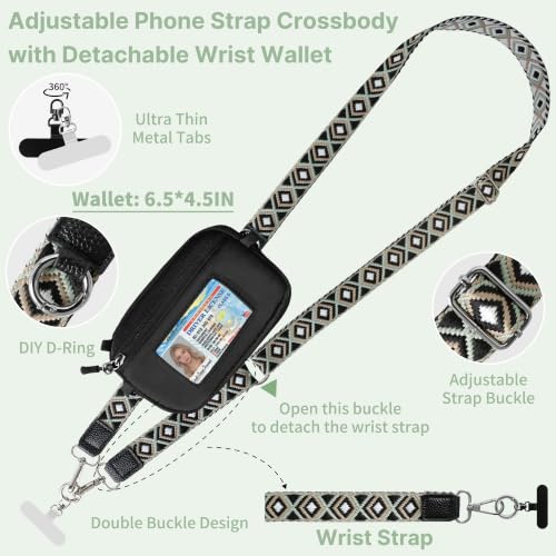 Clip and Go Strap for Phone with Wallet Crossbody Lanyard (Black Blue) - color: Black Blue