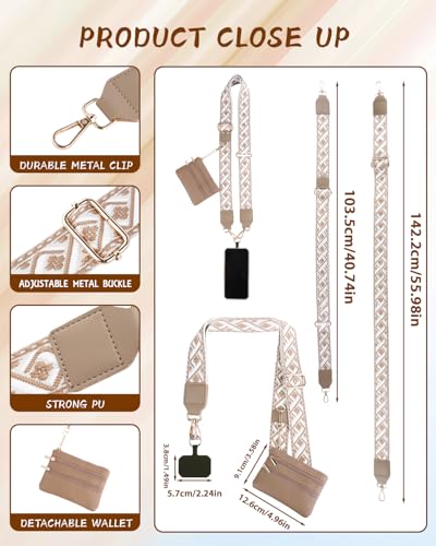 Clip and Go Strap for Phone with Wallet Crossbody phone Lanyard Adjustable