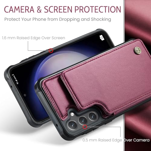 Kowauri for Samsung Galaxy S23 FE Case, PU Leather Wallet Case for Women Men with RFID Blocking Card Holder Slot Magnetic Closure Shockproof Protective Phone Cover for Samsung Galaxy S23 FE,Red - color: Red