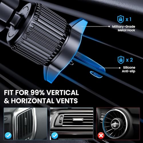 BIVGAZA Phone Holder Car [Military-Grade Suction] Universal Car Phone Holder [Thick Case Friendly] Automobile Accessories Dashboard Air Vent Windshield Phone Mount Fit for iPhone Android Smartphones - size: Large