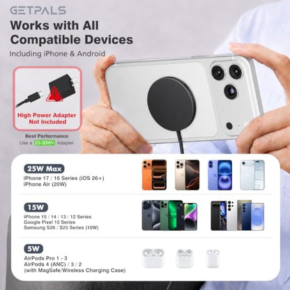 25W Magnetic Portable Fast Wireless Charging Pad for Apple iPhone Series - color: 2Black
