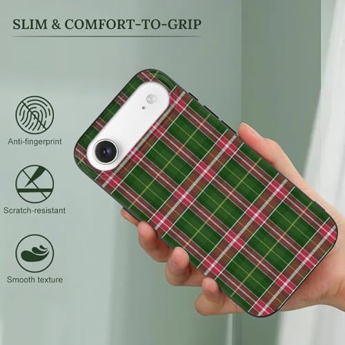 Green Red Checkered & Yellow LinesAnti-Yellowing Soft TPU Phone Case for iPhone 17, Shockproof and Scratch-Resistant Case - color: black-style-205