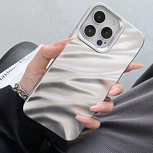 QLTYPRI Compatible with iPhone 11 Case, Cute Wave Water Ripple Pattern Case for Girls Women, Slim Satin Glossy Soft Silicone TPU Bumper Shockproof Protective Phone Cover for iPhone 11 - Matte Silver - color: Matte Silver, size: iPhone 11