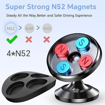 【 2-Pack 】 Magnetic Phone Holder for Car Dashboard【Strong Magnet】iPhone Magnetic Phone Mount for Car Phone Holder 【4 Metal Plate】Cell Phone Holders for Your Car Mount for iPhone 17 Pro Max Air 16 15