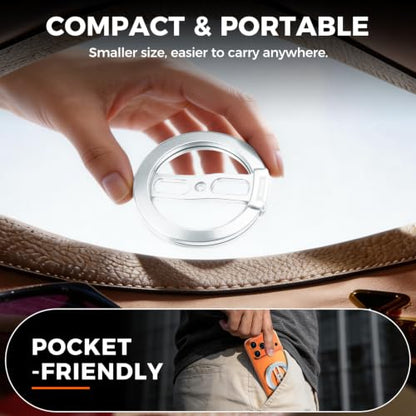 Magnetic Phone Ring Grip for MagSafe Dual-Sided Magnet Cell Phone Grip Stand Finger Ring Holder Compatible with iPhone 17/16/15/14/13 Pro Max Plus, for Mag Car Mounts (Silver) - color: Silver