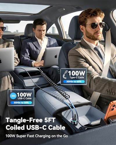 FLYLEAD 200W Car Charger USB C Fast Charge, [GaN] PD100W Fast Car Charger