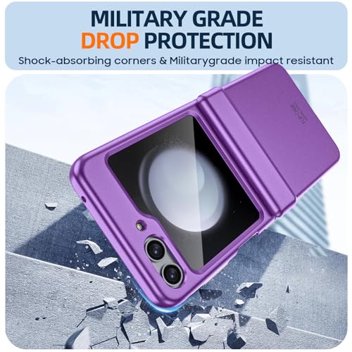 GooseBox for Samsung Galaxy Z Flip 5 Case with Screen Protection, Flip z 5 Slim HD Clearly Protective Case with Hinge Protection & Full Body Rugged Cover Ultra Thin Case for Galaxy Flip 5 (Purple) - color: Flip5-Purple