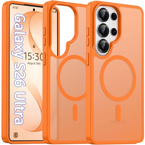 Oterkin Magnetic Samsung Galaxy S26 Ultra Case, Orange | Matte, Compatible with MagSafe, Frosted Translucent, Shockproof Anti-Scratch Slim Fit, Military Grade Protection - color: S26 Ultra-Orange, size: Galaxy S26 Ultra Case 6.9''