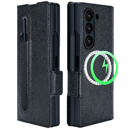 for Samsung Galaxy Z Fold 7 Wallet Case with Card Holder Slots & Compatible with MagSafe, RFID Blocking, Hinge Protection, Magnetic Luxury Leather Slim Wallet Folio Phone Cover (Black) - color: Black, size: Z Fold 7