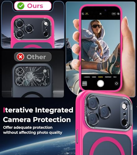 Magnetic for iPhone 17 Pro Max Case with Integrated Camera Protection, [Seamless Work with Magsafe] [Military Grade Shockproof] [Covered Camera Control Button] for iPhone 17 Pro Max 6.9'', Hot Pink - color: Hot Pink