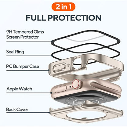 2-Pack Waterproof Case for 41mm Apple Watch Series 9/8/7 - color: Starlight/Clear, size: 41mm (Series 9/8/7)