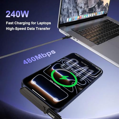 Invisible Holder C Charger Cable with Stand,Detachable 2 in 1 USB C Cable - color: Black
