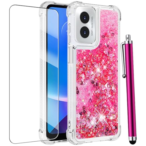 for Moto G Play 2024 Case with Screen Protector, Pink - color: Pink
