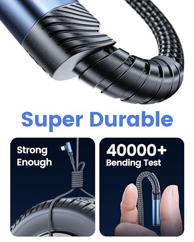 toocki USB C Cable Right Angle, 2-Pack 10ft USB A to USB C Charger Cable - color: Blue, size: 10FT+10FT