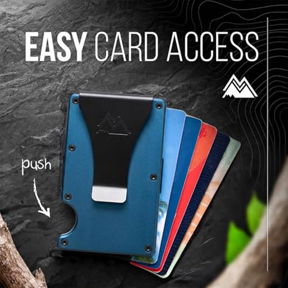 Mountain Voyage Minimalist Wallet for Men - Slim RFID Wallet, Scratch Resistant, Credit Card Holder & Money Clip, Easily Removable Money & Cards (Matte Navy Blue) - color: Matte Navy Blue