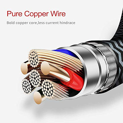 Coiled 90° USB-A to Lightning Cable (Zebra Black) – Braided, Fast Charging, Right-Angle Car Charger Cord, 2–8 ft Stretch for iPhone & iPad